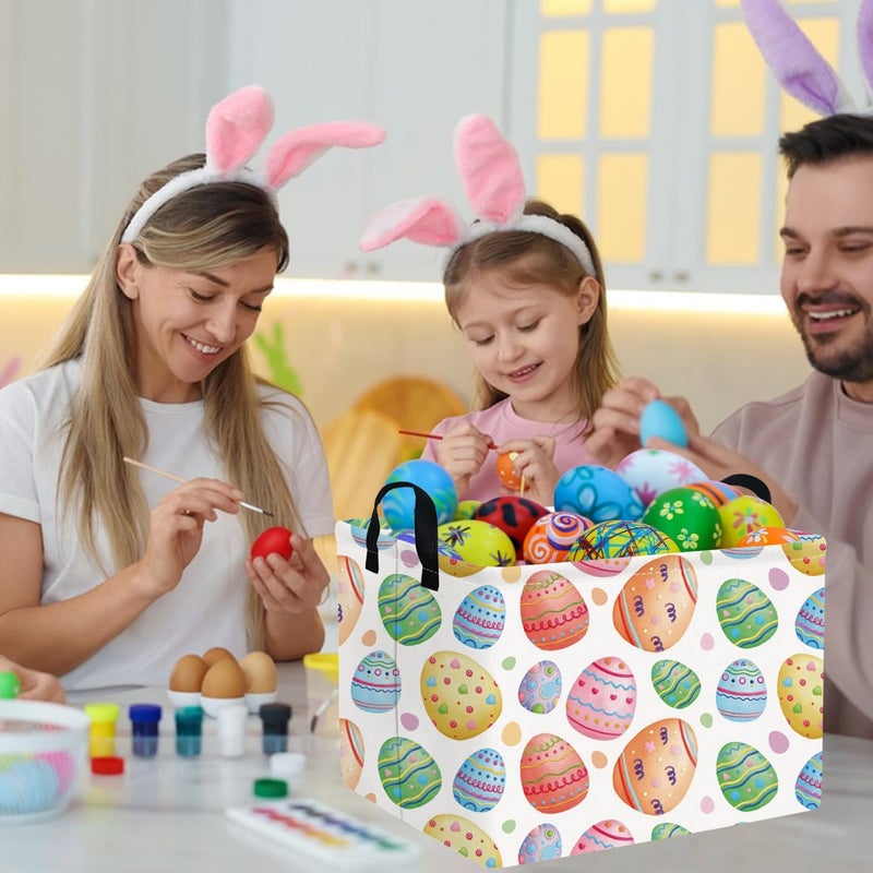 FXOCSHE FXOLCSHE Rectangular Easter basket,Easter basket empty,Kids Toy Storage Basket for baby Bedroom,Toy Gift Organizerm,Kids Storage Bin,Easter gift basket,Easter Home Decor(Cute eggs) - Image 5